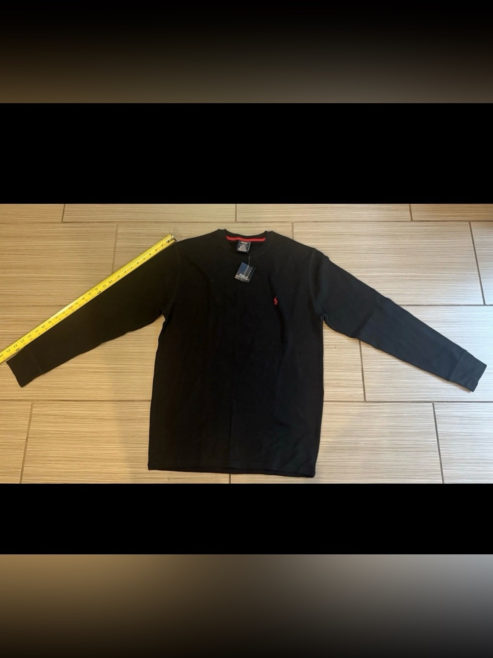 Polo Ralph Lauren Men’s Thermal Sleep Shirt Black Cotton Waffle Size L NWT